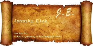 Janszky Elek névjegykártya