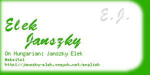 elek janszky business card